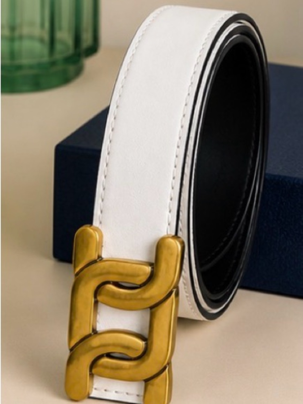 Genuine Leather Gold Buckle Belt